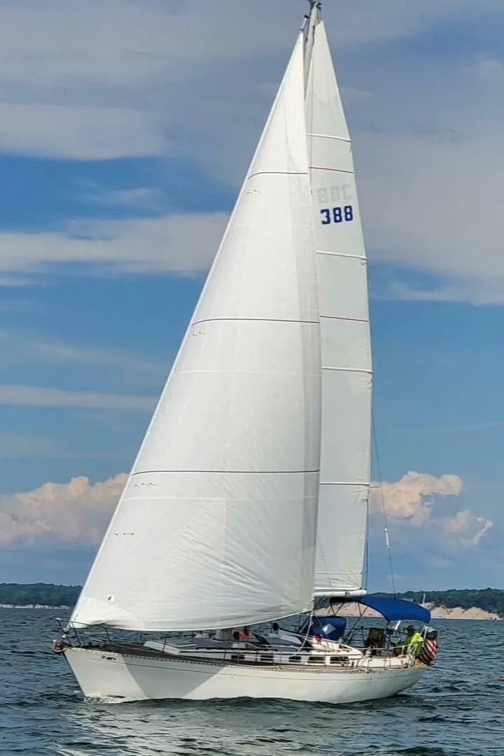 The Image of 1983 Cheoy Lee Pedrick 41 sailboat on open water under clear skies. - 0