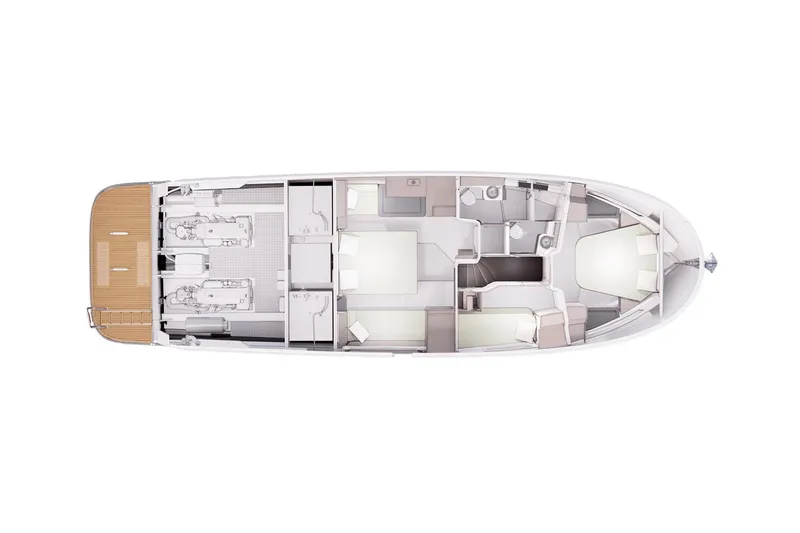 Slide: The Image of Top view of 2025 Nimbus 495 Flybridge yacht interior layout. - 22