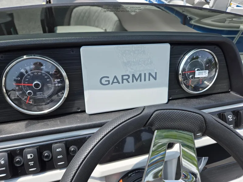 Slide: The Image of Dashboard of 2026 Godfrey Sweetwater 2286 QS with Garmin display and gauges. - 14