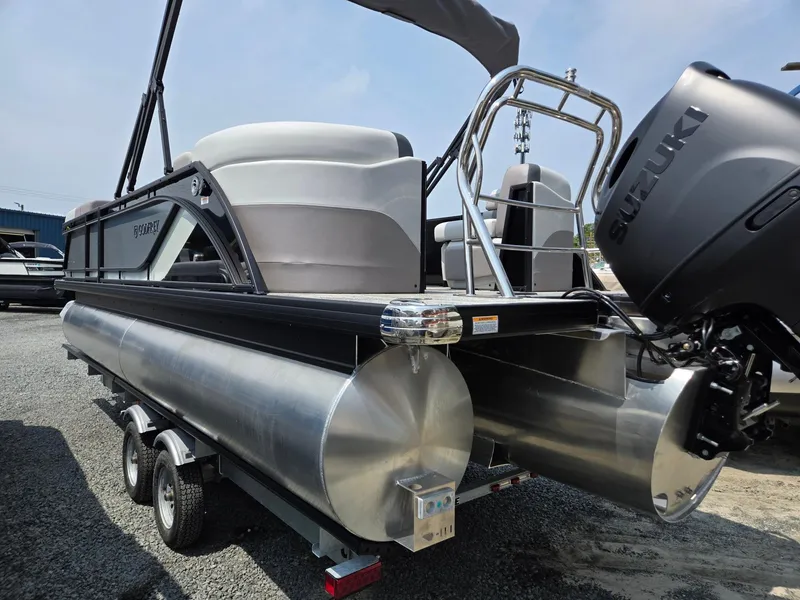 Slide: The Image of 2026 Godfrey Sweetwater 2286 QS pontoon boat with Suzuki engine on trailer. - 5