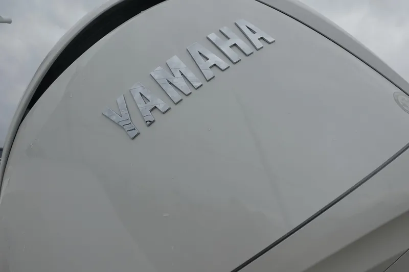 Slide: The Image of Yamaha engine on 2025 Sea Fox 268 Commander boat, close-up view. - 29