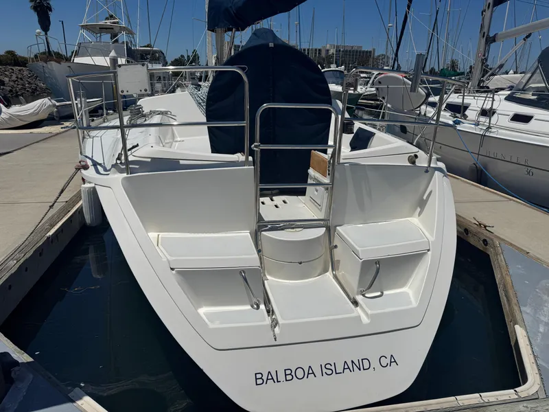 Slide: The Image of 1992 Hunter Legend 375 sailboat docked at Balboa Island, CA marina. - 7