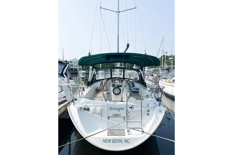 Slide: The Image of 2002 Beneteau 361 sailboat docked in New Bern, NC marina. - 3