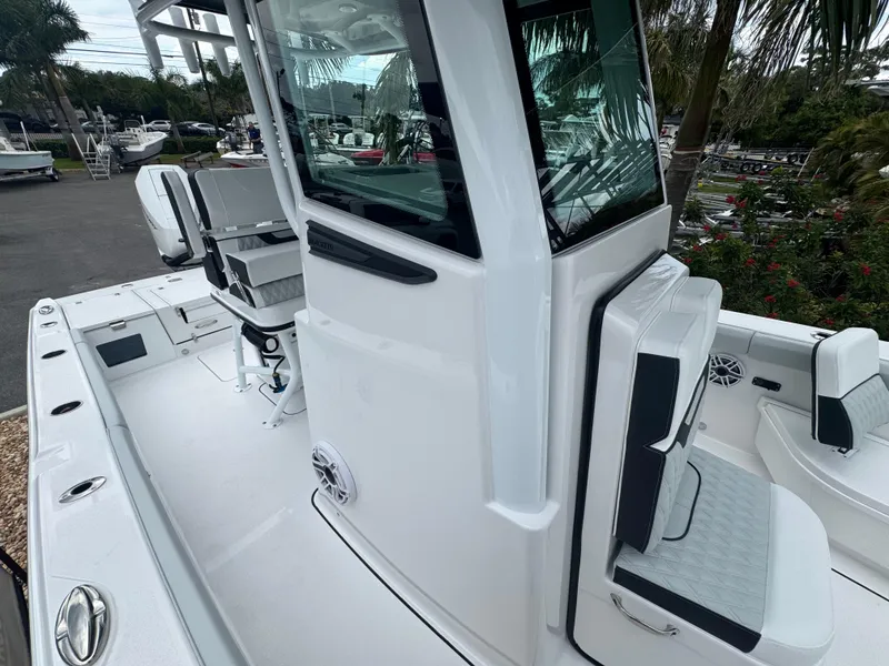 Slide: The Image of 2026 Blackfin 262 HB boat with sleek design, white exterior, and modern seating. - 40