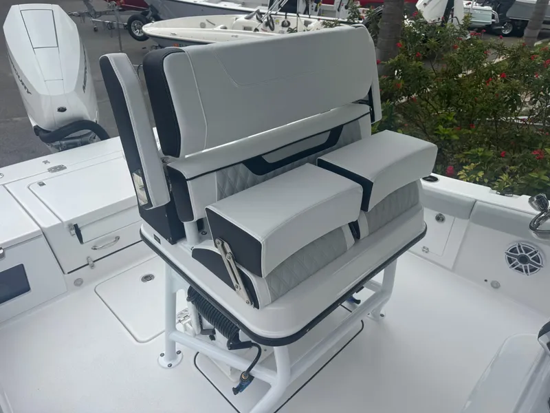 Slide: The Image of 2026 Blackfin 262 HB boat seating with sleek, modern design and comfortable cushions. - 45