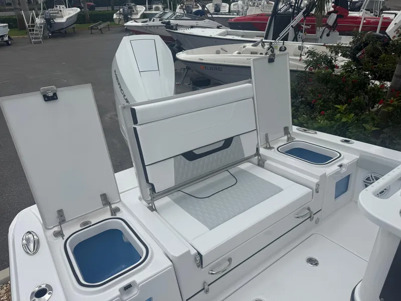 Slide: The Image of 2026 Blackfin 262 HB boat interior with seating and storage compartments. - 47