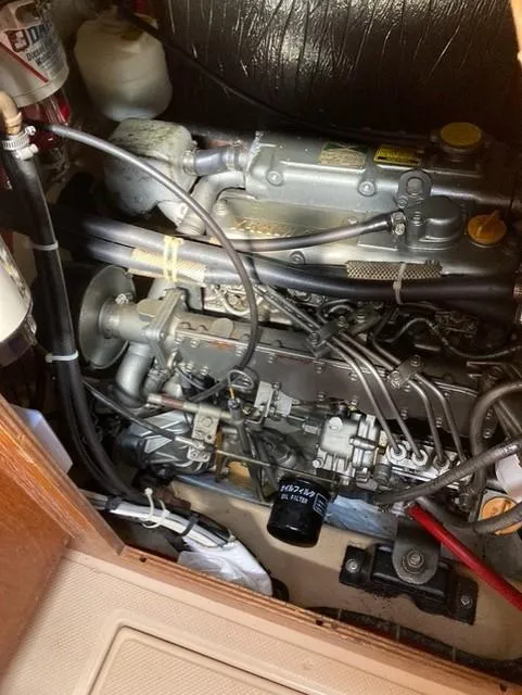 Slide: The Image of Engine compartment of a 1987 Island Packet 38 sailboat. - 37