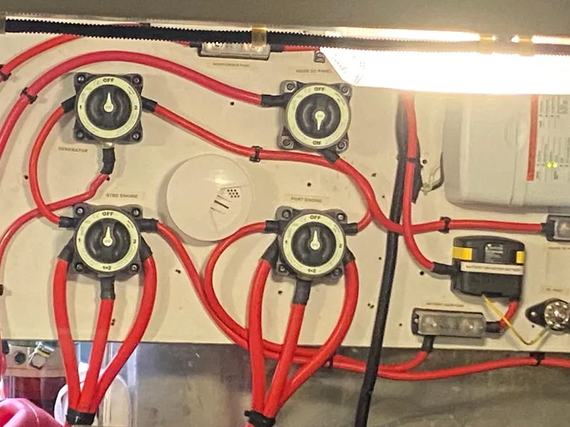 Slide: The Image of Engine room of 1998 Navigator 5300 Classic with storage bins and equipment. - 41