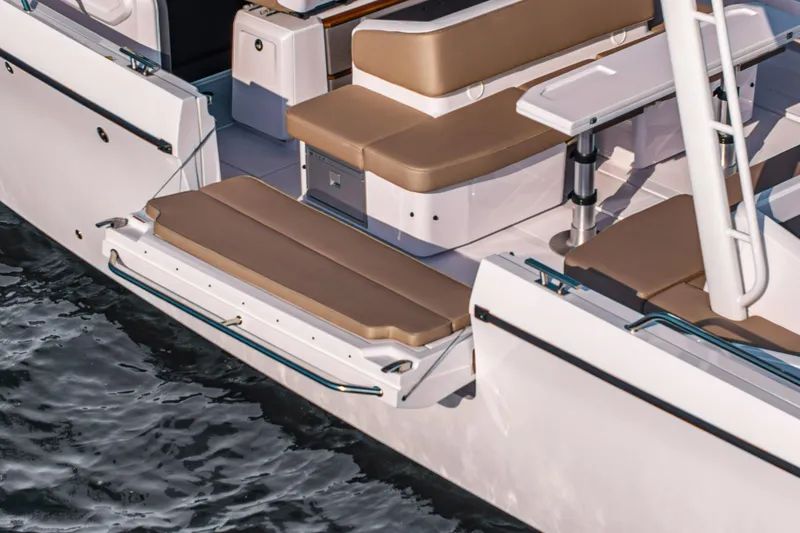 Slide: The Image of 2026 Axopar 45 Cross Top boat with sleek seating and modern design. - 20