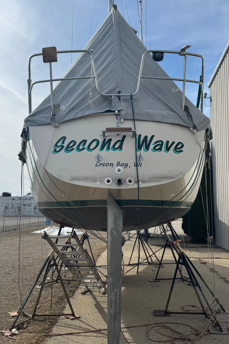 Slide: The Image of 1984 O'Day 34 Sloop sailboat named "Second Wave" in dry dock, Green Bay, WI. - 38
