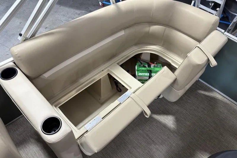 Slide: The Image of 2025 Godfrey Xperience 2086 SBX boat seat with storage compartment and cup holders. - 22