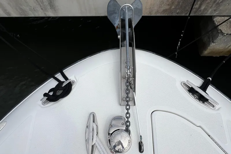 Slide: The Image of Bow of 2003 Hydra-Sports Vector 3300 CC with anchor and chain detail. - 11