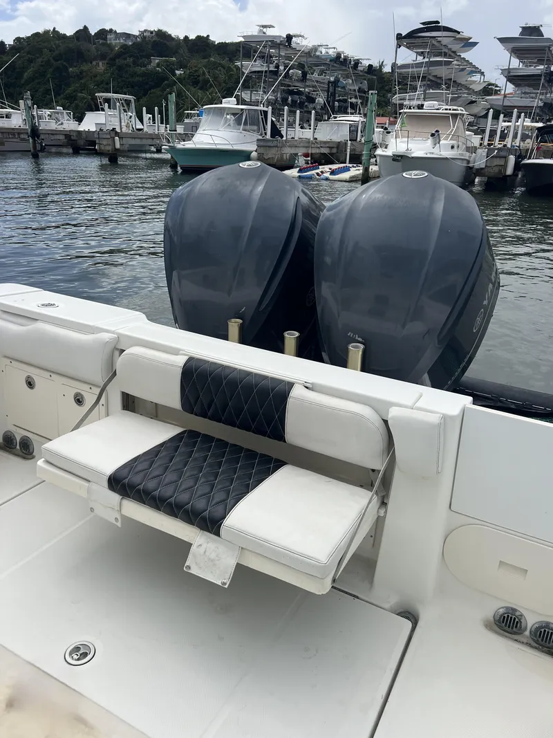 Slide: The Image of 2003 Hydra-Sports Vector 3300 CC boat with dual engines at marina. - 7