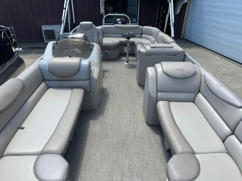 Slide: The Image of 2018 Avalon Catalina Cruise 25' pontoon boat with spacious seating and modern design. - 3