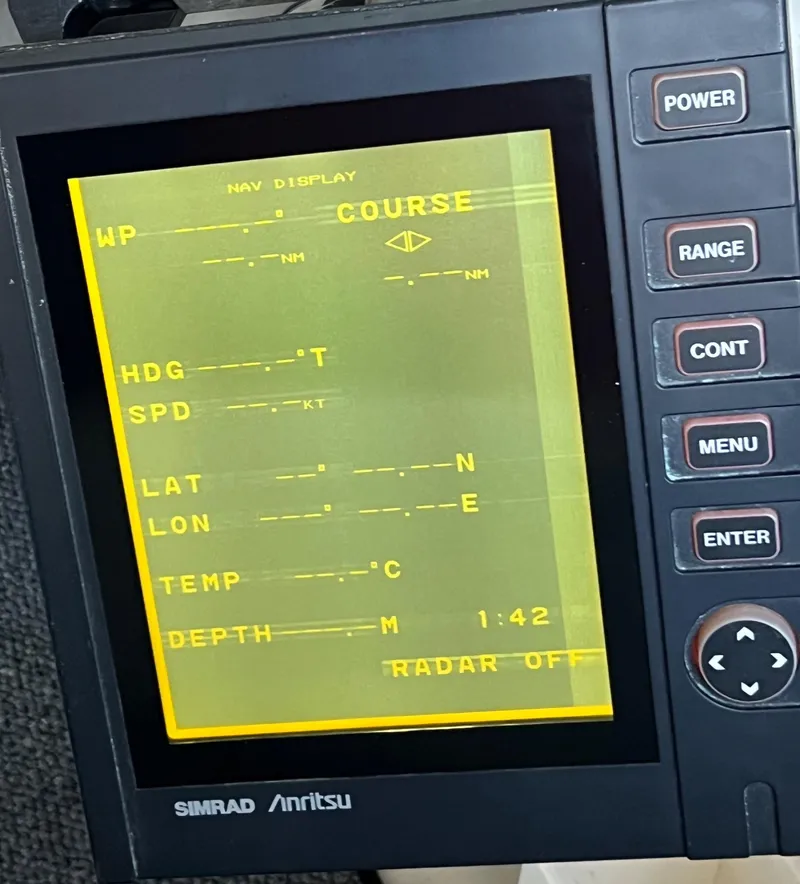 Slide: The Image of Simrad Anritsu navigation display on 1997 Carver 350 Mariner boat. - 32