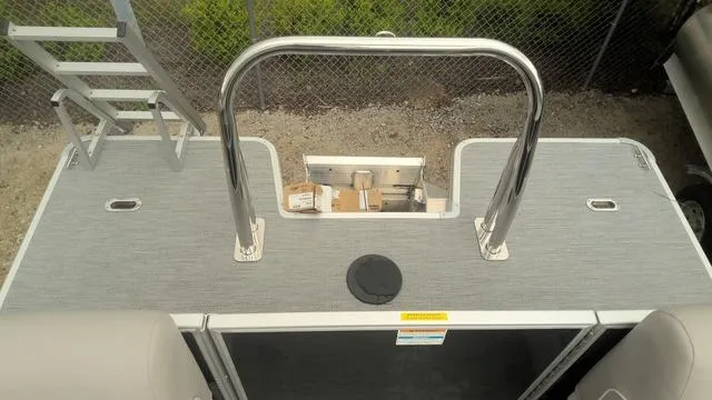 Slide: The Image of 2025 Godfrey Pontoons Xperience 2286 SBX Sport Tube deck with ladder and railing. - 14