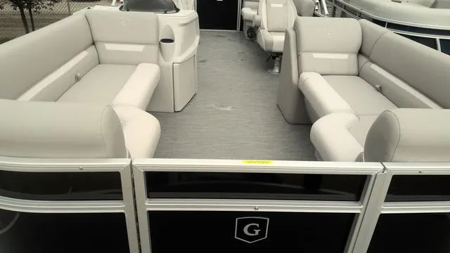 Slide: The Image of 2025 Godfrey Pontoons Xperience 2286 SBX interior with spacious seating and modern design. - 4