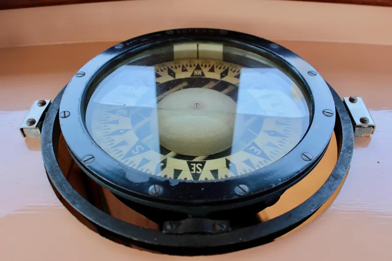 Slide: The Image of Vintage compass on 1961 Custom 32' William Garden Tugboat. - 27
