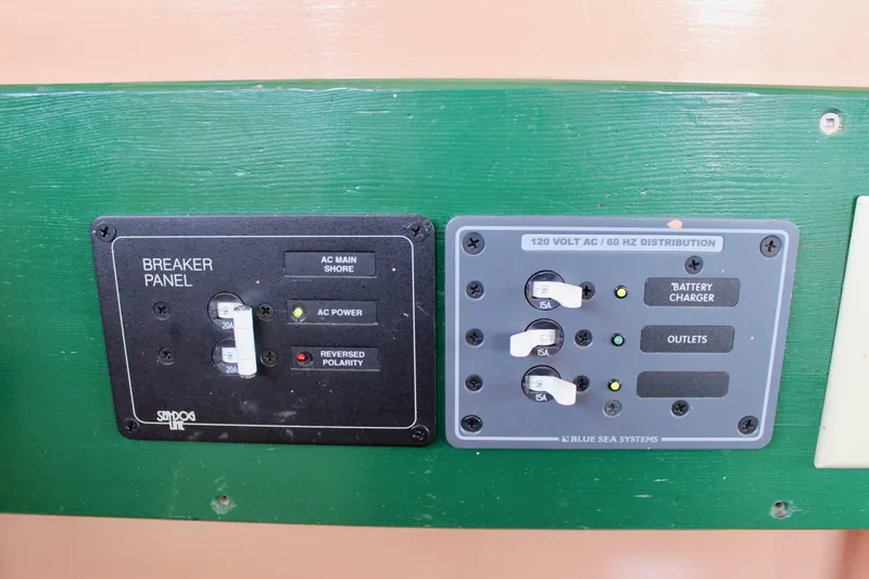 Slide: The Image of Electrical breaker panel on a 1961 Custom 32' William Garden Tug. - 28