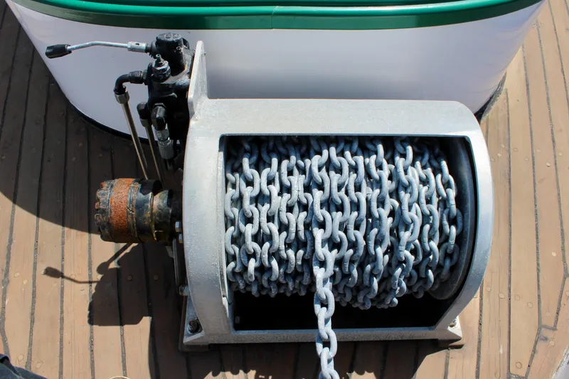 Slide: The Image of Anchor winch on 1961 Custom 32' William Garden Tugboat deck. - 7