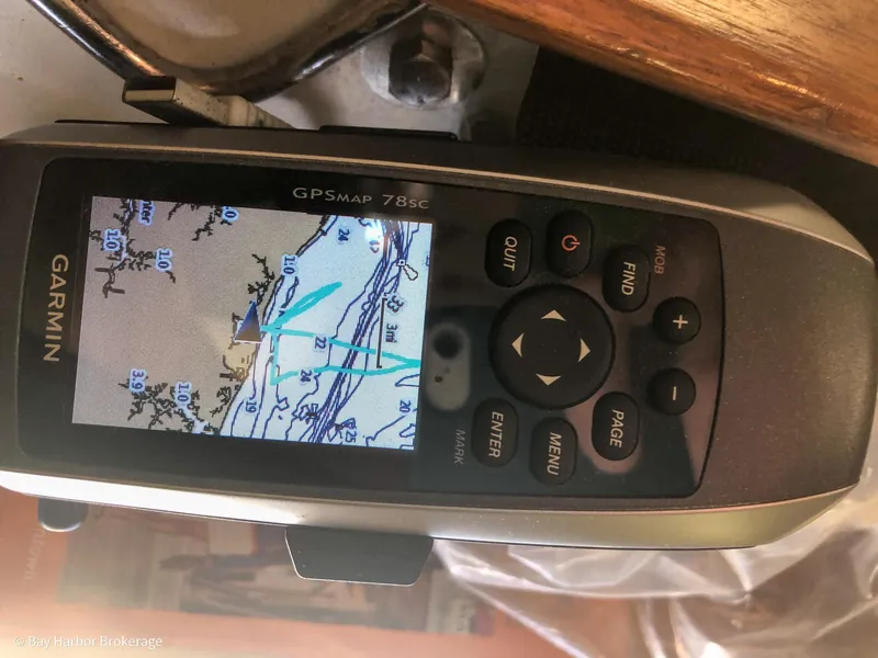 Slide: The Image of Garmin GPSMAP 78sc displaying nautical chart, mounted on 1992 Catalina 42 sailboat. - 49