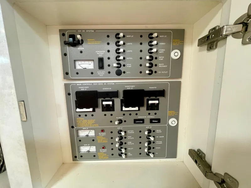 Slide: The Image of Electrical control panel inside a 2003 Formula 40 PC boat. - 37