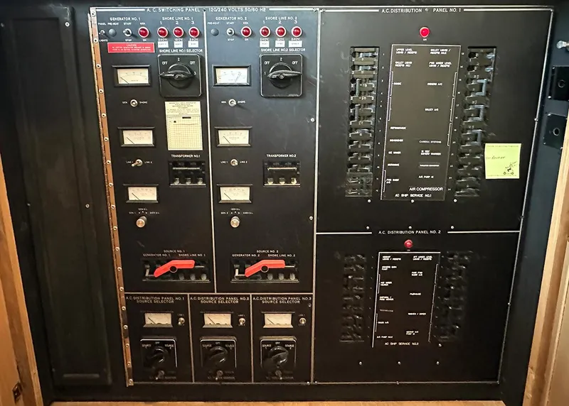 Slide: The Image of Electrical control panel on a 1994 Hatteras Cockpit Motoryacht. - 28