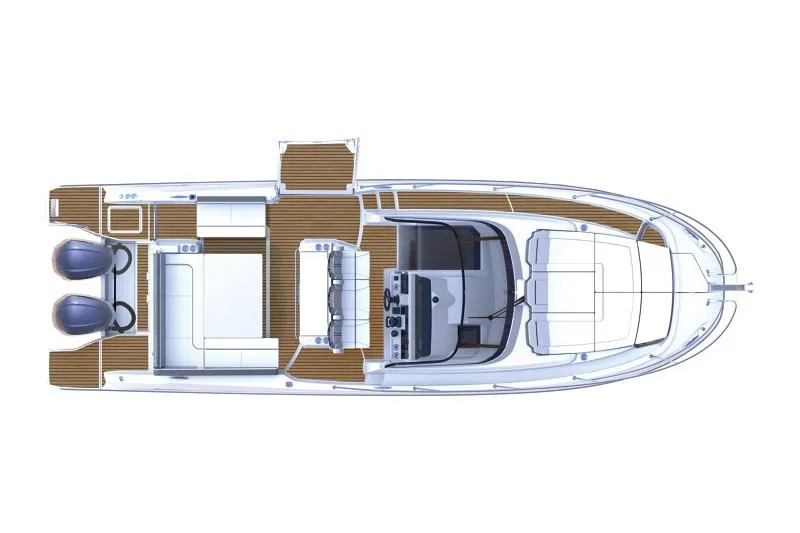 Slide: The Image of Top view of 2026 Jeanneau Leader 10.5 WA boat layout. - 13