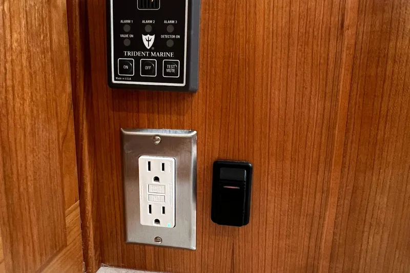 Slide: The Image of Electrical outlet and control panel on Tartan 395 yacht, 2025 model. - 30