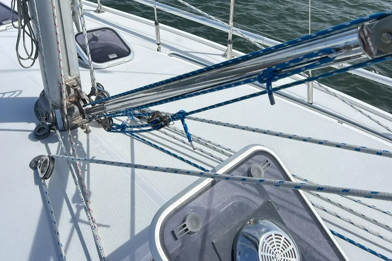 Slide: The Image of Deck view of a 1998 Catalina 36MKII sailboat with rigging and winch. - 5