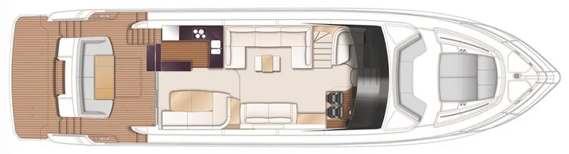 Slide: The Image of Floor plan of a 2019 Princess F70 yacht, showcasing interior layout and design. - 28