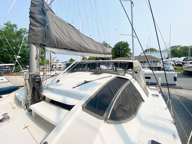 Slide: The Image of 2016 Celtic Yachts 40 sailboat with sleek design, docked at a marina. - 20