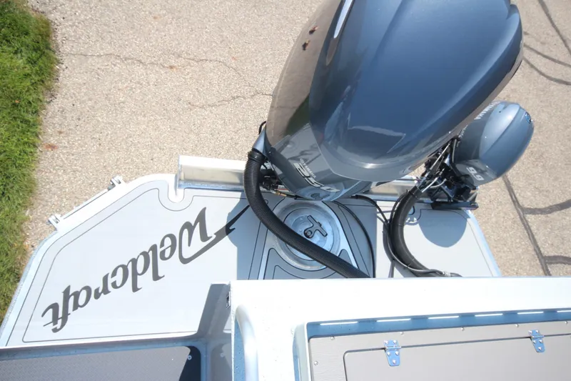 Slide: The Image of 2026 Weldcraft 220 Ocean King F250 boat engine, top view, in stock. - 7