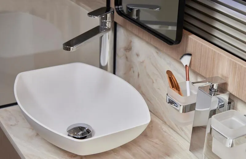 Slide: The Image of Modern bathroom sink with sleek faucet, Prestige F5.7 model, 2026 design. - 49