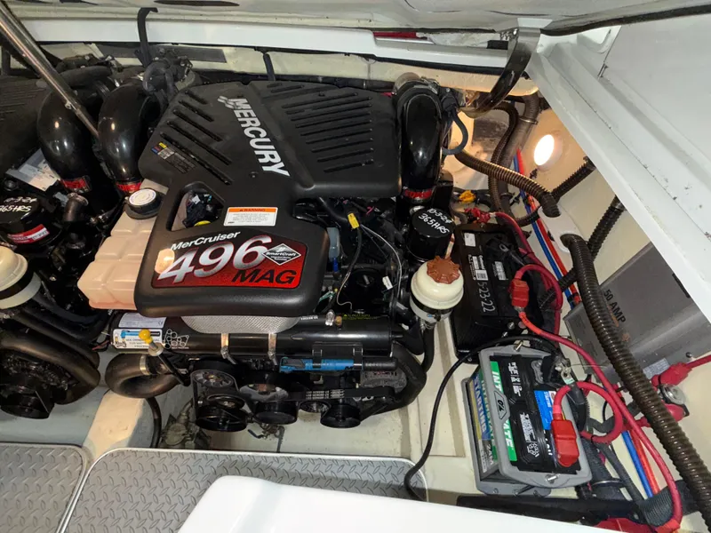 Slide: The Image of Engine compartment of a 2008 Formula 330 Sun Sport with MerCruiser 496 MAG engine. - 16