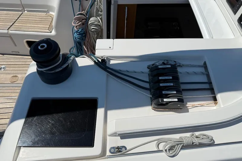 Slide: The Image of Deck of 2016 X-Yachts Xp38 sailboat with winch and rope clutches. - 15
