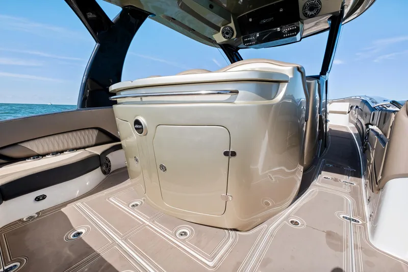 Slide: The Image of Luxury MTI V42 boat interior with sleek design and modern features, 2021 model. - 34
