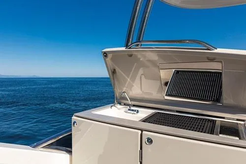 Slide: The Image of Luxury yacht kitchen on Absolute Fly Co Ownership, 2023 model, with ocean view. - 17