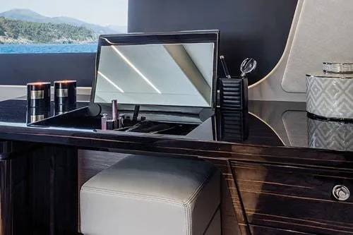 Slide: The Image of Luxurious yacht interior with vanity setup, Absolute Fly Co Ownership 2023 model. - 37