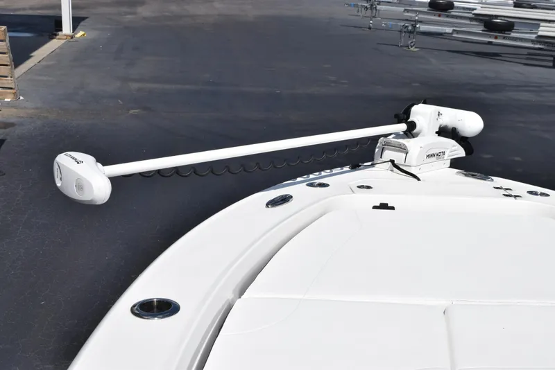 Slide: The Image of 2023 Crevalle 26 HCO boat with trolling motor on deck. - 15