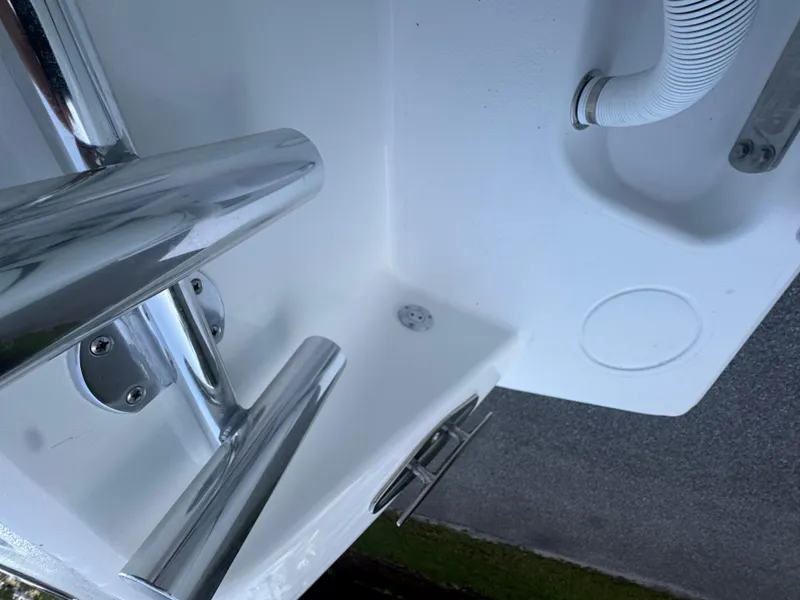 Slide: The Image of Stainless steel fittings on 2025 Contender 39ST boat deck, showcasing modern design. - 7