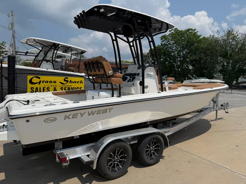 Slide: The Image of Key West 250BR 2025 boat detail with control panel and speaker grille. - 39