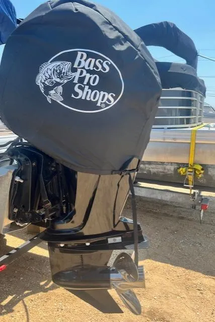 Slide: The Image of 2021 Sun Tracker Party Barge 20 DLX with Bass Pro Shops motor cover. - 17