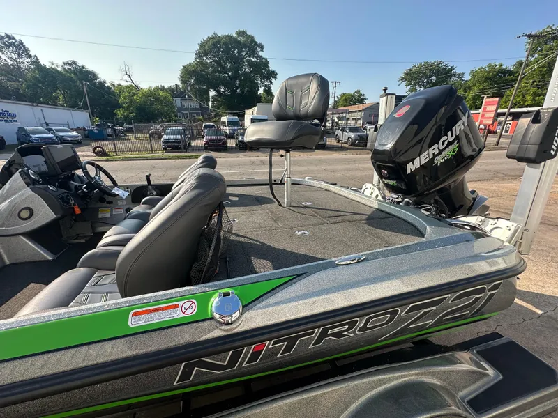 Slide: The Image of 2017 Nitro Z21 Z-Pro High Performance boat with Mercury engine, parked outdoors. - 16