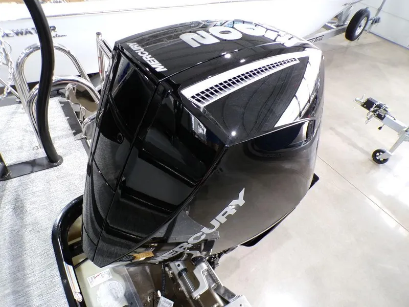 Slide: The Image of Powerful Mercury outboard engine on 2025 Premier 230 Sunsation RL boat. - 32
