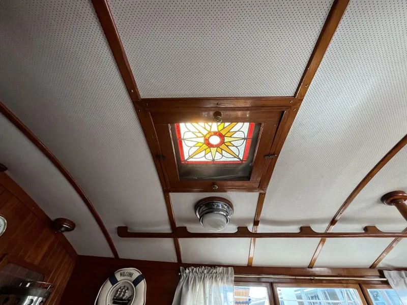 Slide: The Image of Interior ceiling of 1978 Cheoy Lee Offshore 33 with stained glass skylight. - 22