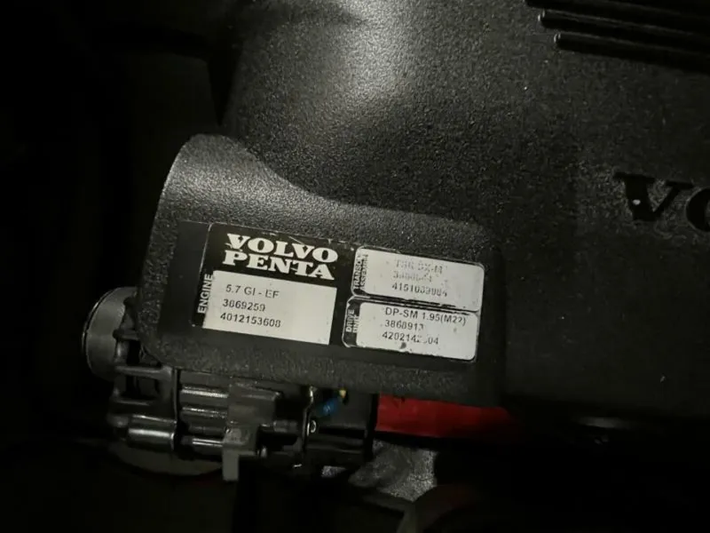 Slide: The Image of Volvo Penta engine label on 2005 Chris-Craft Corsair 28 boat. - 29