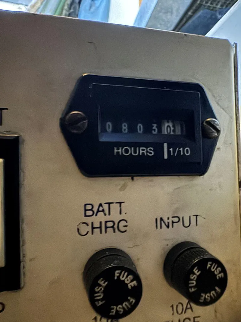 Slide: The Image of Hour meter on 1994 Carver 350 Aft Cabin, showing 803.1 hours. - 37