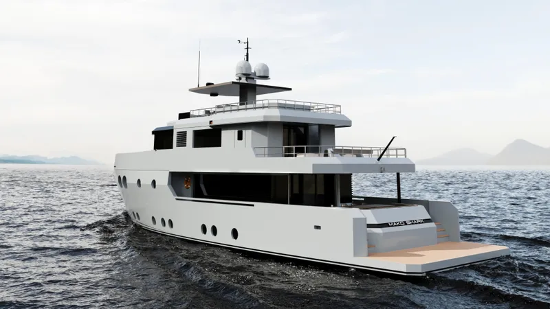 Slide: The Image of Modern 2027 Tufan and Brothers Mako Shark yacht cruising on open sea. - 29