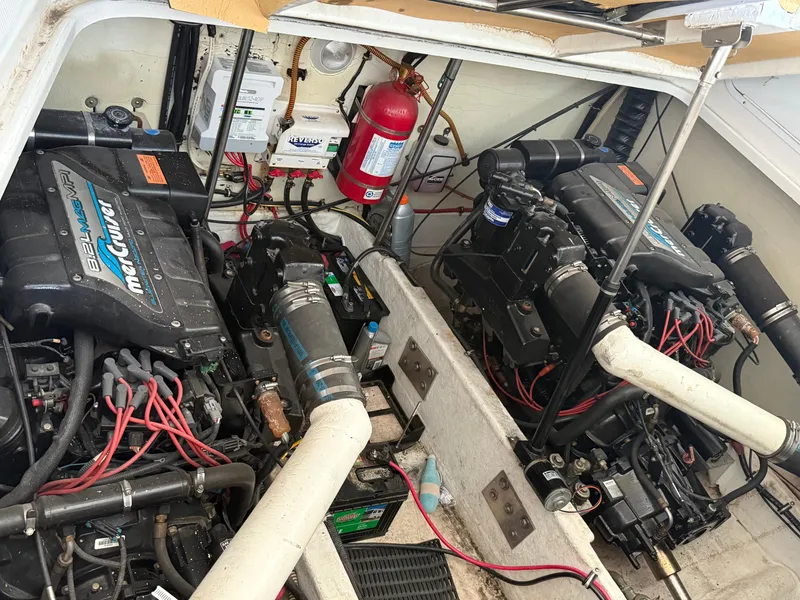 Slide: The Image of Engine compartment of a 1999 Formula 41 PC boat with twin MerCruiser engines. - 30
